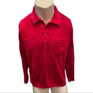 Red Velvet Big Collar, Button Down Disco Style True Vintage Mens Shirt -